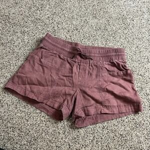 Athleta Cabo Linen 4" Shorts Size 10 Hearth Rose Athleisure Casual